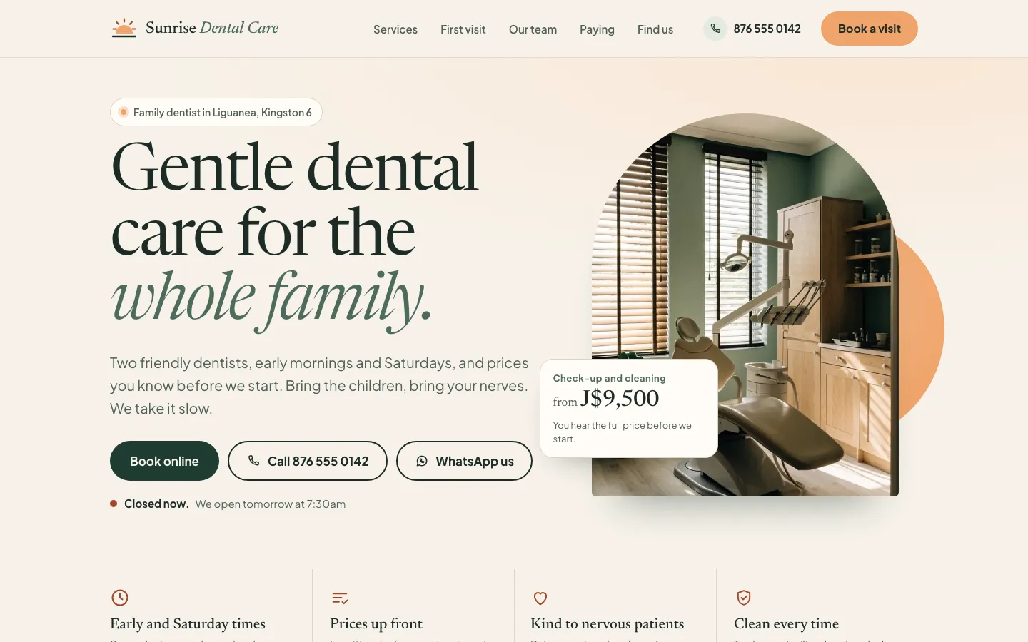 The Sunrise Dental Care sample website